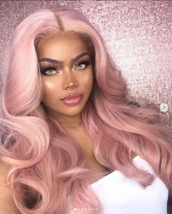 human hair pastel pink wig