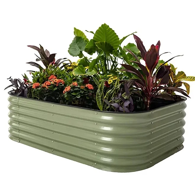 Wholesale 17" Tall   Raised Garden Bed Kits Galvanized Raised Bed Planter Box Outdoor for Vegetables Flowers Herbs