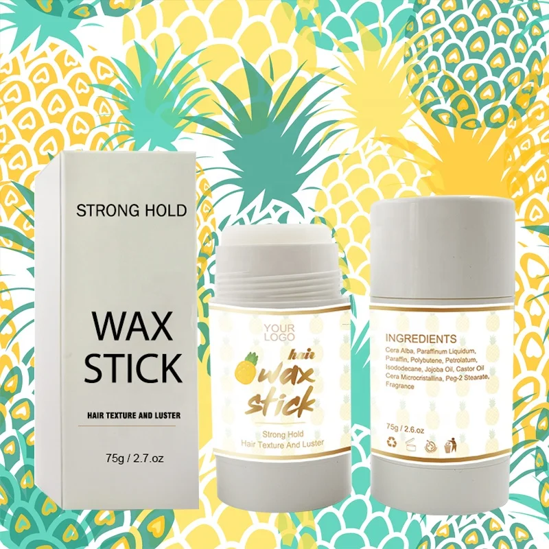 

Hot Selling Hair Wax Stick Strong Hold Private Label Edge Control Pineapple Scent Hair Wax Stick For Messy Hair, Black/ white bottle
