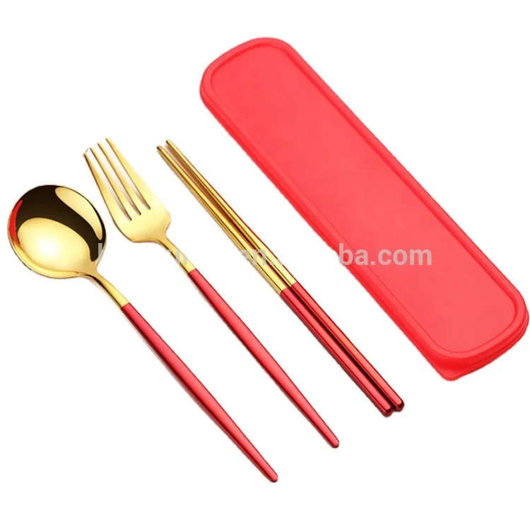 

Creative colors flatware stainless steel spoon fork chopsticks set, Gold, black, color, etc. (can be matched freely)