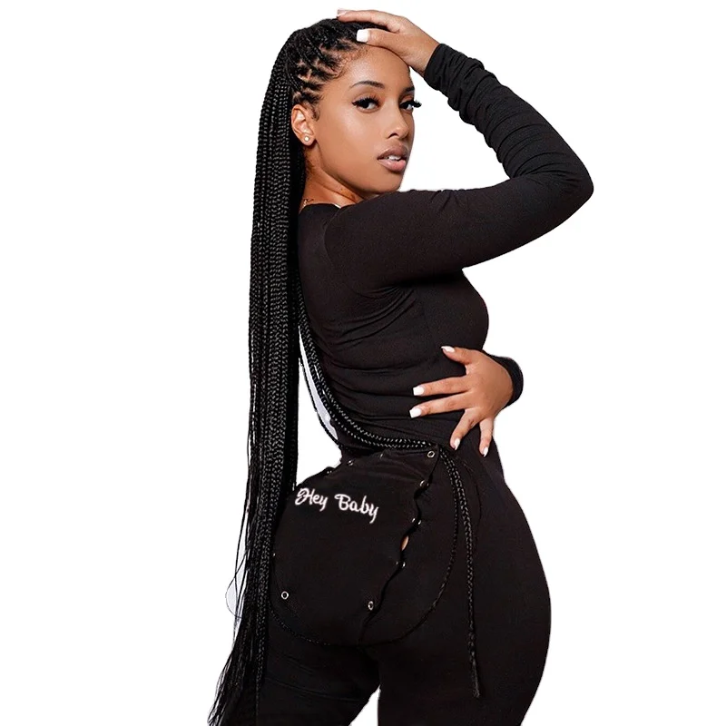

Autumn Winter Sexy V-neck Long-sleeve Embroidered Trousers Jumpsuit Women