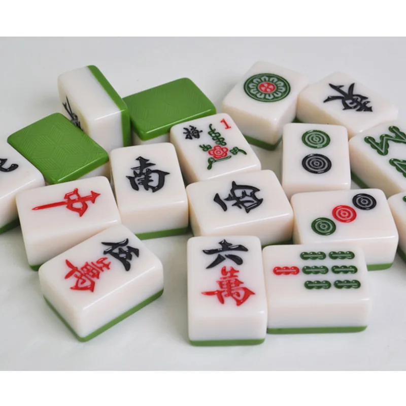 

New 31*42*22mm Green Chinese Mahjong Set High Quality Durable Mahjong Set, Beige/blue/pink/green