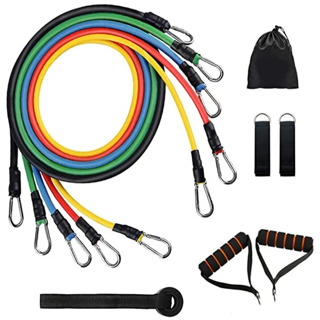 

11 Pcs Set Latex Resistance Bands set Training Exercise Yoga Tubes Pull Rope,Rubber Expander Elastic Bands Fitness with Bag, Optional
