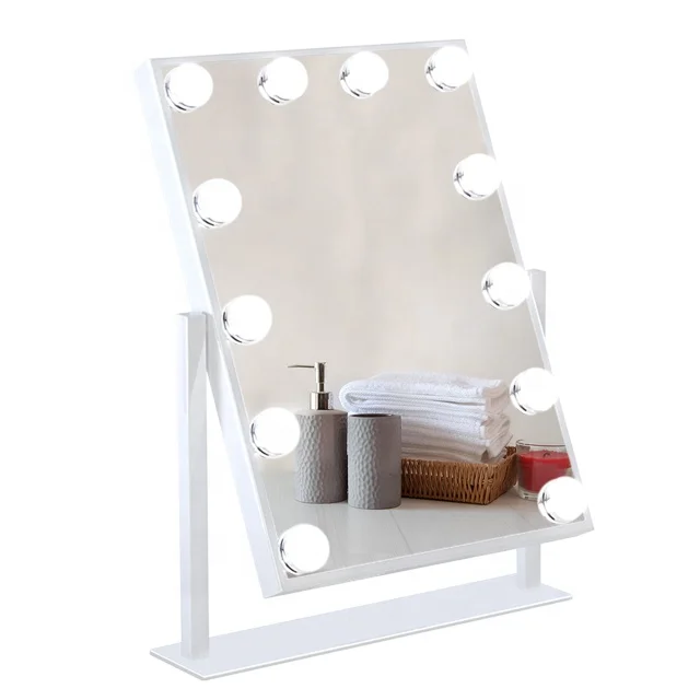 

Hollywood Makeup Mirror with Dimmer Stage Smart Touch Screen LED 12 Bulbs Vanity Lighted Mirror, White/black/silver/pink