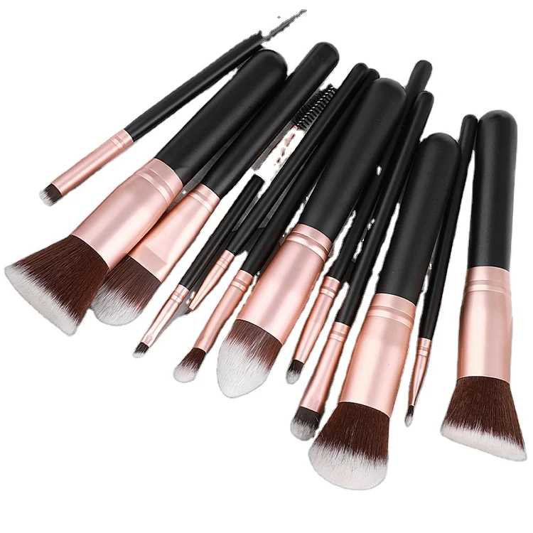 

beauty personal care metal handle makeup plastic cosmetics brush set/ brochash de maquillaj, Black