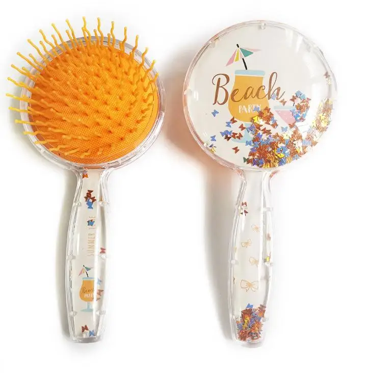 

High Quality Factory Price Paddle Brush Kids Detangling Cute Glitter Air Cushion Hair Comb And Brushes, Blue/pink/purple/yellow