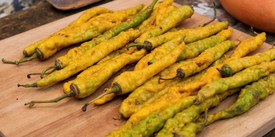 Dried peppers on string