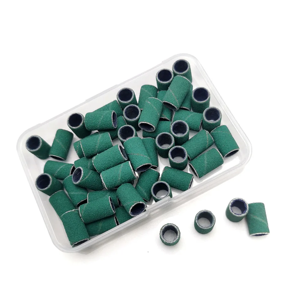 

HYTOOS 50pcs Green Sanding Bands Without Mandrel Electric Nail Drill Bit Accessories Gel Removal Nail Care Polishing Tool