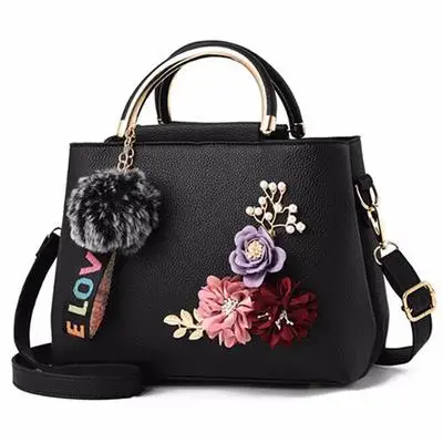 

Women Flower Designer Bag Leather Messenger Handbag Totes