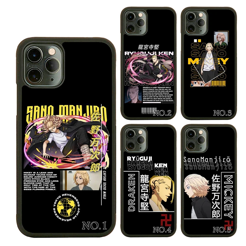 

Hot Selling Japanese Anime Tokyo Avengers Rubber Phone Accessories For iPhone 13 11Pro 12 13Pro Max Case, Black