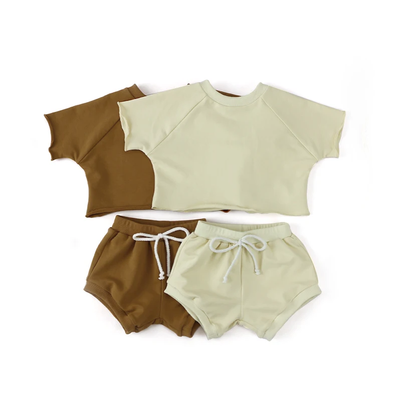 

Summer Short Sleeve Baby Clothing Set French Terry Cotton Sweat Suit Baby Boy Clothes Outfit