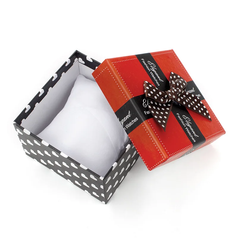 

New Wholesale 9X9cm Custom Bowknot Paper Watch Bracelet Box with Pillow