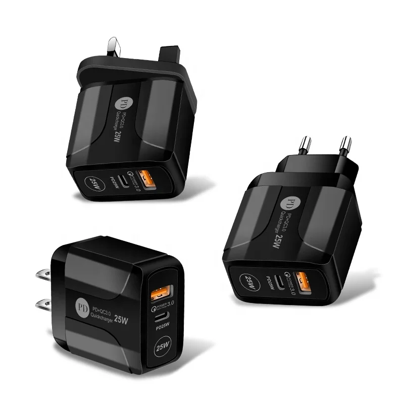 

Wholesale US EU UK cell portable phone pd 25 W fast USB wall type c multifunction chargers for phone 1213 pro Samsung charging