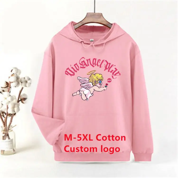 

Heavy Custom Embroidered Private Label Angel Vintage Wash Oversized Pull Over Men's Hoodies Unisex Cotton, Picture shows