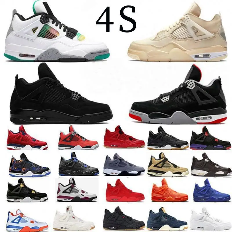 

2021 new design brand sneakers logo customized high quality Air AJ 4 men's and women's basketball shoes, Black