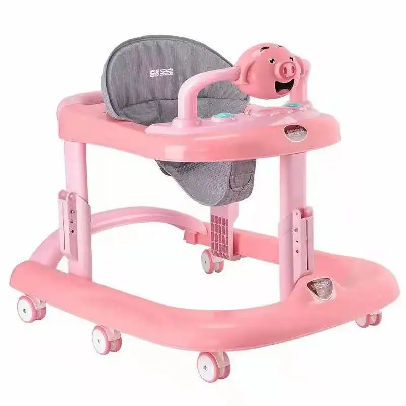 

China manufacturer 2020 new model round 4 in 1 baby walkers with music foldable car baby walker toys with safety belt, Pink, blue