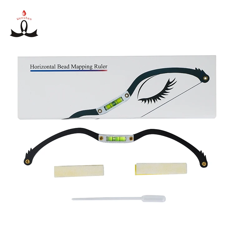 

Factory OEM New Arrival Silver PMU Eyebrow Microblading Horizontal Bead Mapping Ruler For Eyebrow Tattoo, Silver &black