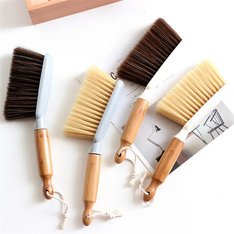 

Multifunctional bedroom household bed brush dust removal brush soft bristle cleaning brush with wooden handle, Natural