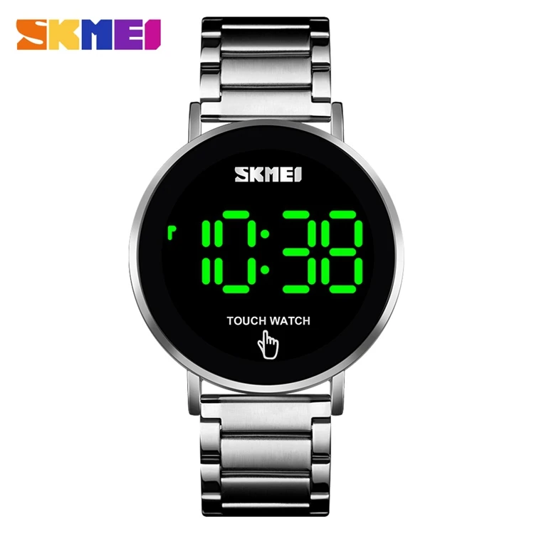 

SKMEI 1550 Touch Screen Digital Stainless Steel High Quality Watches LED Light Men Business Watch, As picture