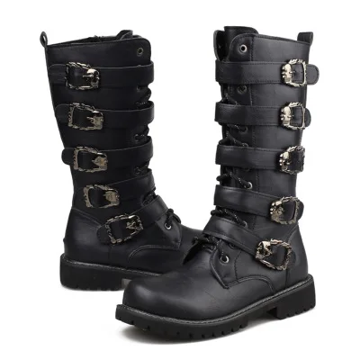 

British Wind work wear boots high top wear resistant thick sole combat training Boots Men autumn winter Leather Boots Men's fash