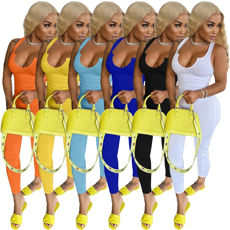 

Summer Clothing knitted Bodysuits Ladies Sexy Deep V-Neck Sexy Trendy 2021 Casual Ribbed Jumpsuit Women