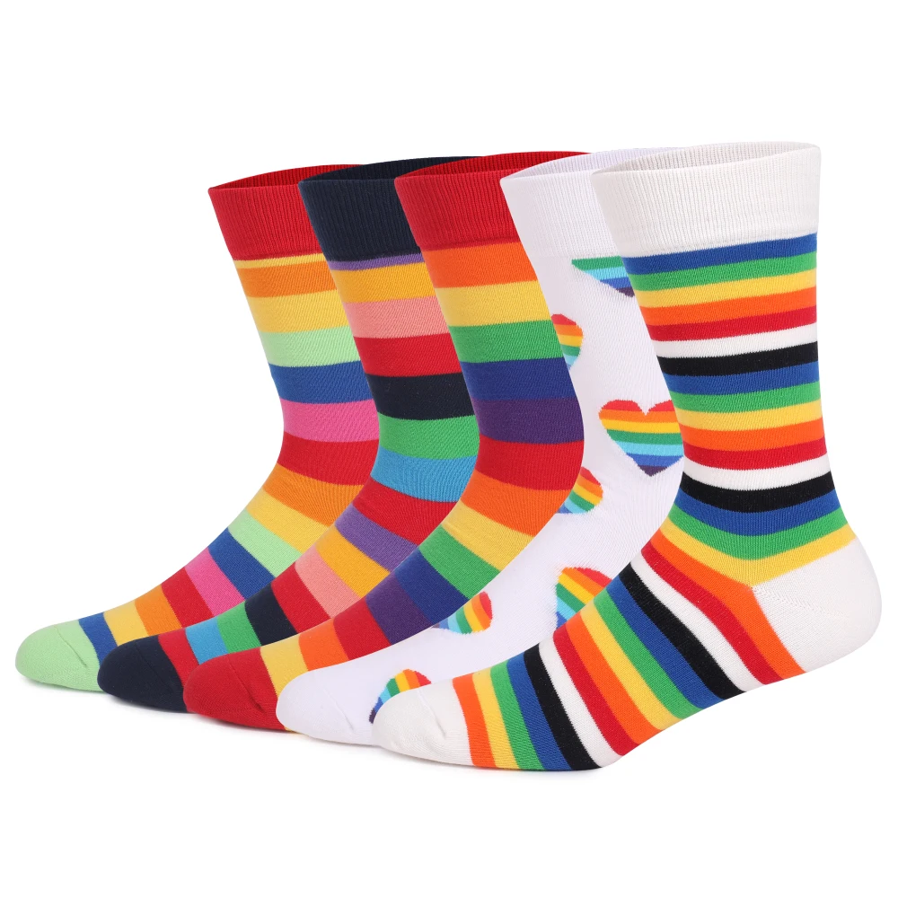 

2022 Men's Fashion Custom logo design 100% cotton fashionable men dress knitted oem men fun funny happy Hip hop socks box set