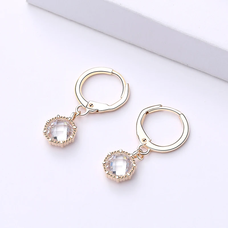 

S925 sterling silver simple and novel geometric design zircon earrings