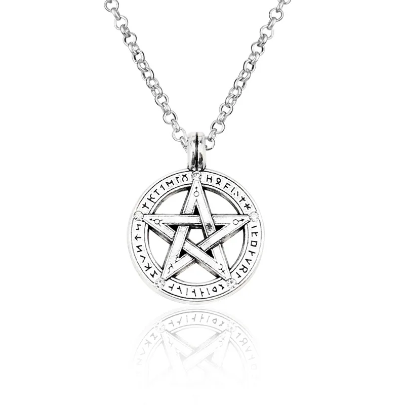 

US film and television evil spirits five-pointed star sun supernatural necklace movie jewelry factory direct sales China, As picture