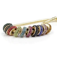 

Gold Plated Spacer Beads with Colorful Rhinestone European Bead DIY Charms Bracelet jewelry making