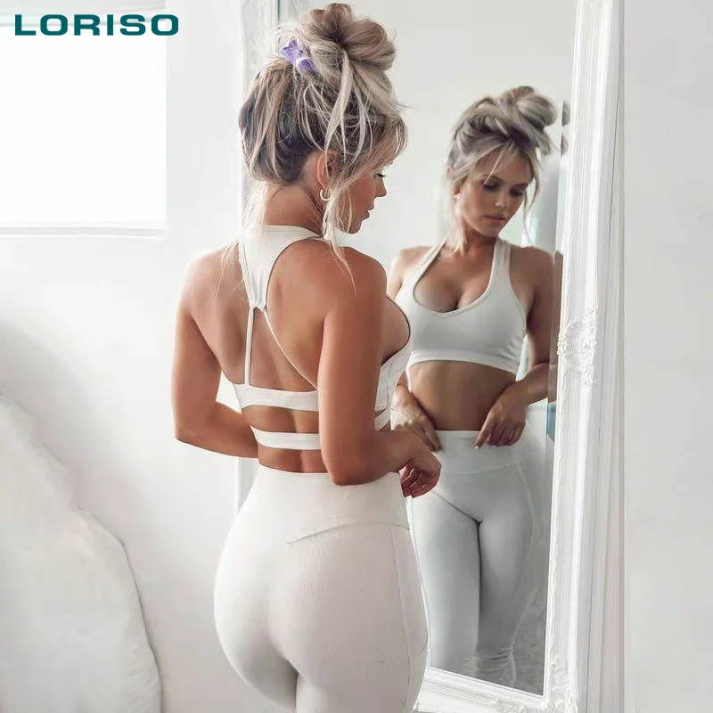 

2021 LORISO womens custom active wear ribbed brazilian activewear fitness gym wear conjunto deportivo with pocket, Multicolor optional