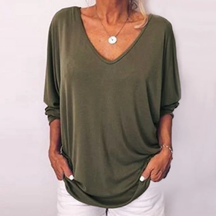 

New fashion V-neck bat 3/4 sleeve t-shirt