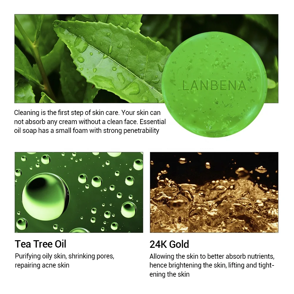 
LANBENA 24K Gold Handmade Soap Hyaluronic Acid Face Cleaning Moisturizing Acne Treatment Repair Whitening Anti-Aging Winkless 