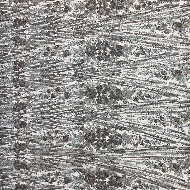 

Eco-friendly newest style couture french rhinestone embroidery fabric lace
