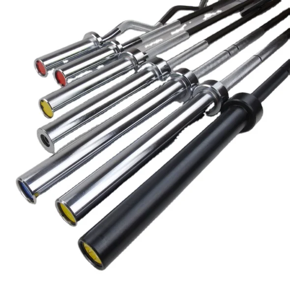 

Commercial 1.2m 1.5m 1.8m 2.2m weightlifting barbell bar bodybuilding bar, Silver, or can be customized