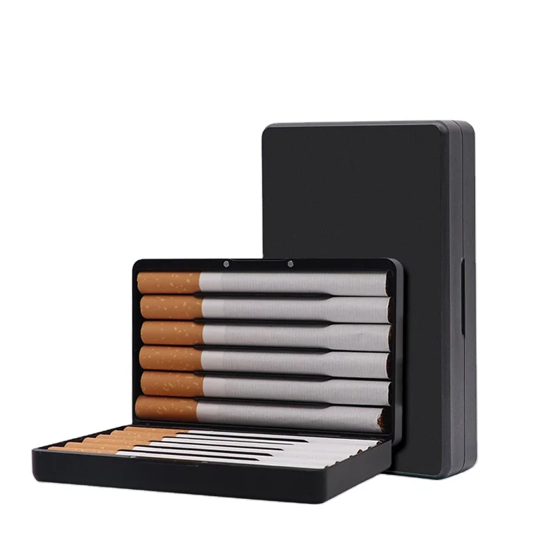 

12/pcs Aluminum alloy cigarette protection box mini and portable for tobacco, Black