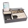 valet organizer key tray mens leather valet box /5 Compartment for Accessories, Wallet, Phone, Keys black