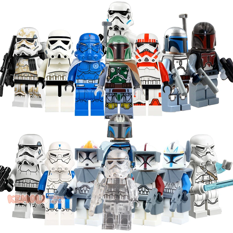 

PG601~PG622 SW Wars Series Clone Trooper Commander Fox Jango Fett Mini Bricks Figure Building Block Kids Educational Plastic Toy