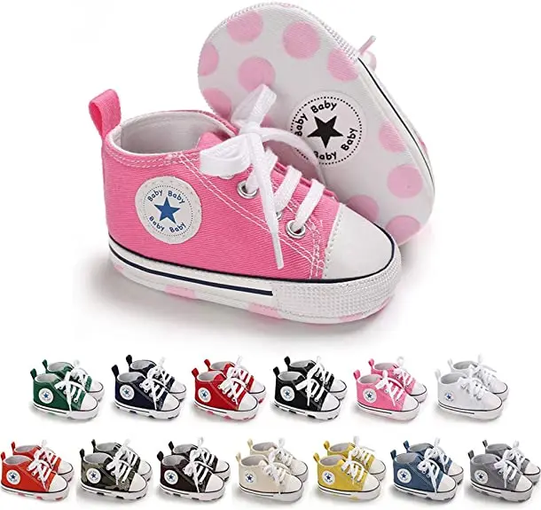 

20 colors Save Beautiful Baby Girls Boys Canvas Sneakers Soft Sole High-Top Ankle Infant First Walkers Crib Shoes
