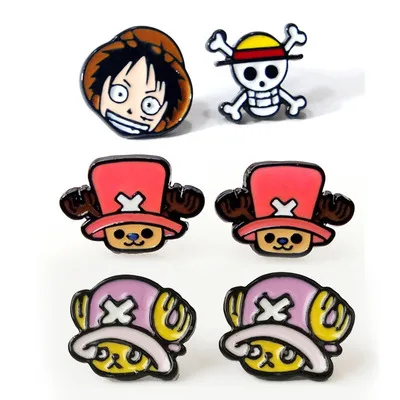 

Popular Japanese cartoon One Piece logo and Luffy Choba Stud Earrings Harajuku Women's Earrings New