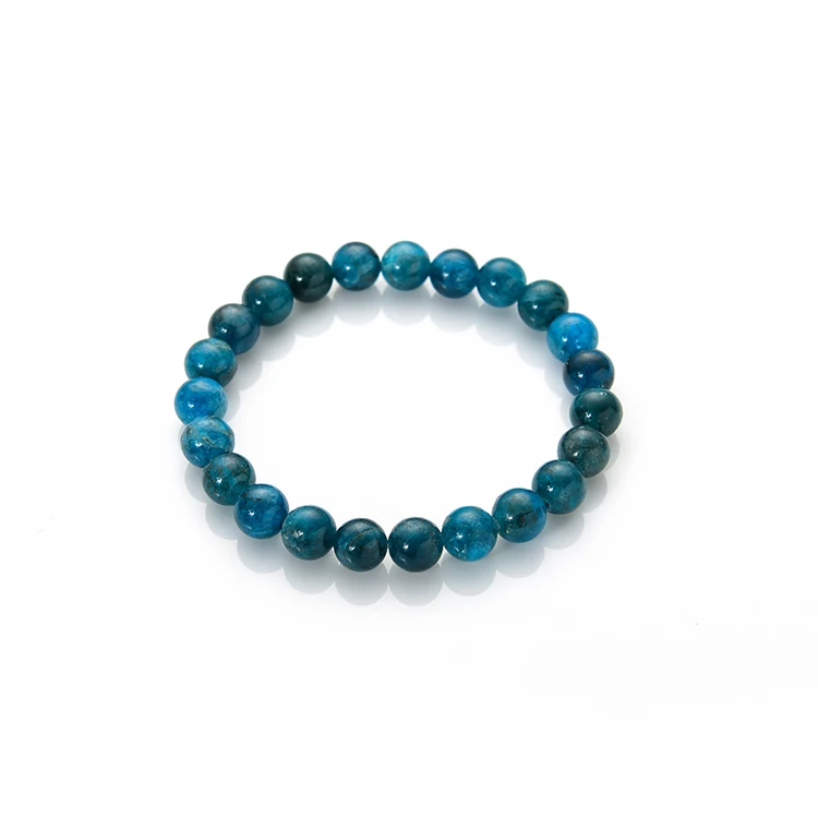 Natural blue apatite bracelet is suitable for men and women to wear elastic string beaded jewelry Pulseras mujer