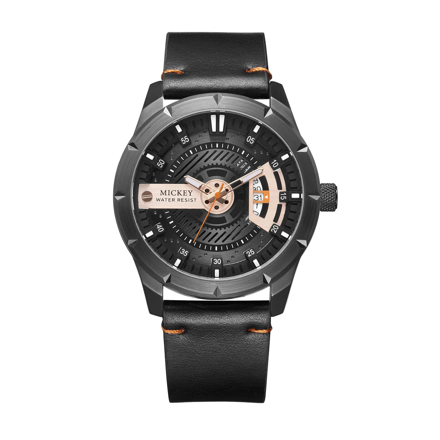 

Fashionable Custom Logo Disney FAMA Date PU Leather Quartz Mens Wrist Watch