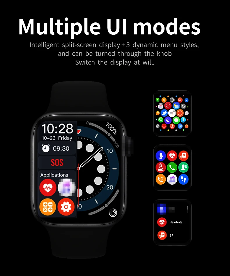 新款u98加u98触摸屏智能手表定制表盘温度智能手表健身跟踪器适用于