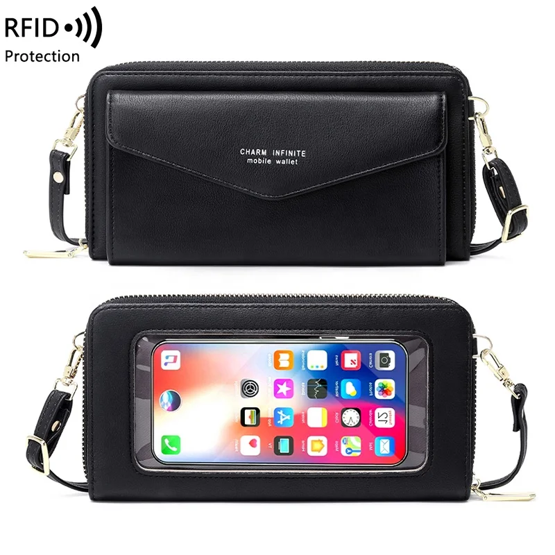 

MIYIN 2022 Amazon hot sale RFID women hand bags touch screen phone bag pouch mini shoulder cross body bag women
