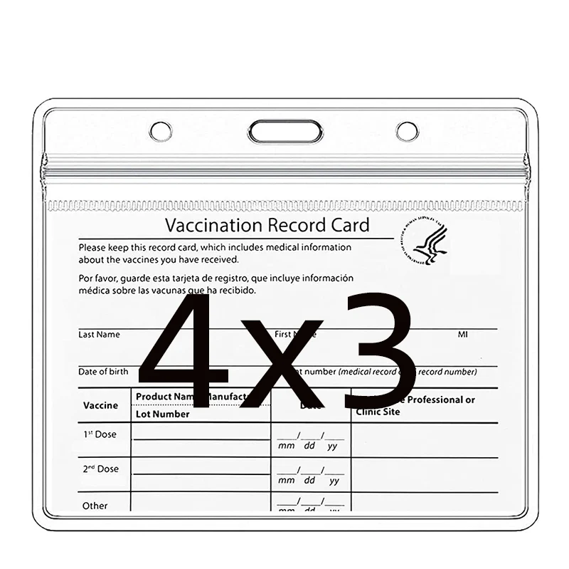 

4 X 3 Inches Plastic Waterproof Clear CDC Vaccination Card Holder Protector Immunization Record Vaccine Card Holder