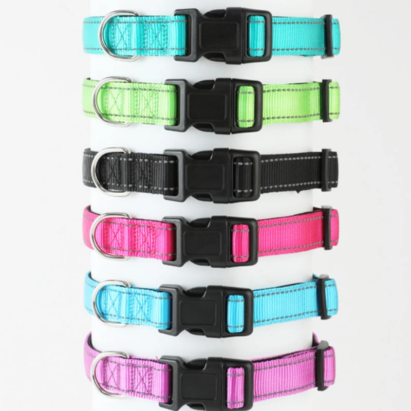 

Reflective Stitching Adjustable Webbing Collar for Dogs, More colors for option
