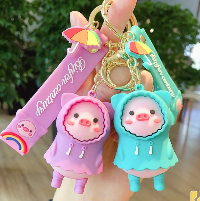 

free shipping pig piggy Cartoon Keychain anime action figure Doll Car Key ring holder charms christmas Gift, Colorful