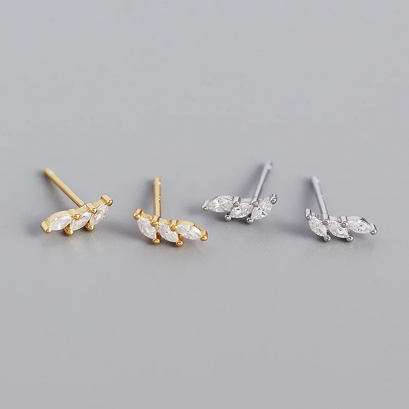 

Fashion earrings jewelry 925 sterling silver zirconia minimalist stud earrings gold plated stud earrings piercing jewelry women