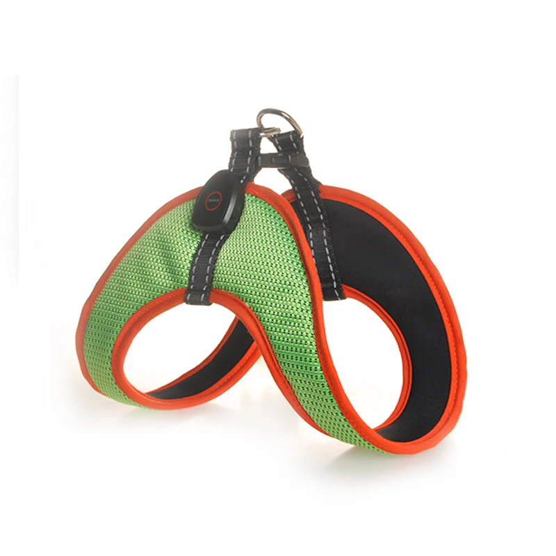 

High Quality Reflective Polyester Led Pet Dog Collars Harness Sets USB Rechargeable Multi-colored for Dogs Safety Night Walking