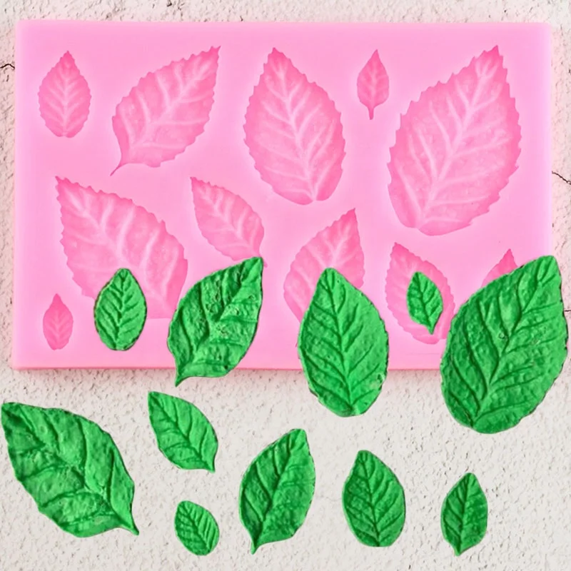 

Rose Leaf Silicone Mold Leaves Cupcake Topper Fondant Molds DIY Cake Decorating Tools Candy Clay Chocolate Gumpaste Mould