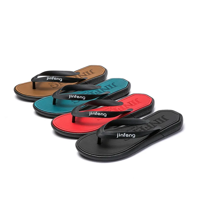 

cheap summer new style wholesale shoes green text stripes slipper beach flip flop in stock for man print pvc plastic
